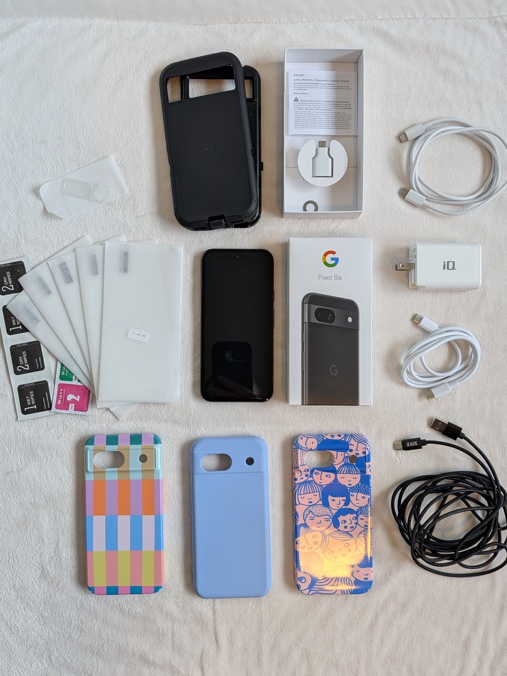 2024 Google Pixel 8a 128GB Obsidian Smartphone w/ Accessories Bundle